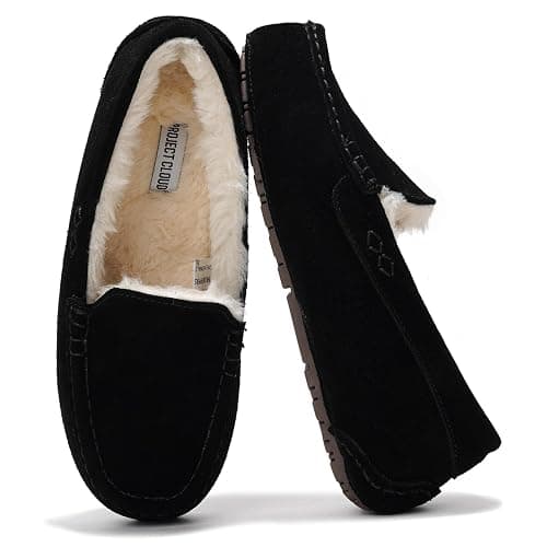 Project Cloud 100% Genuine Leather Slippers for Women - Fur Lined Outdoor Slippers for Women Footwear with Memory Foam - Stylish Womens Moccasin (Cathi) - Image 1