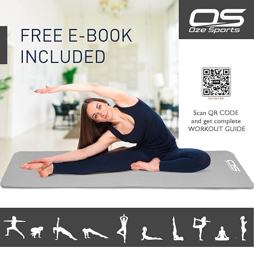 Yoga Mat Exercise NBR Fitness foam mat Extra Thick Non-Slip Large Padded High Density ideal for HiiT Pilates gymnastics mats Fitness & Workout with Free Carry Strap thumbnail 5