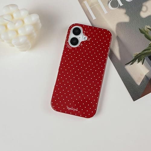 inewateri Compatible with iPhone 16 Case with Cute Fashion Polka Dot Aesthetics Design Simple Cases for Soft TPU Slim Protection Cover-Red thumbnail 6
