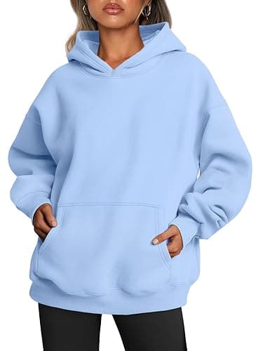 Trendy Queen Womens Oversized Hoodies Fleece Sweatshirts Fall Fashion 2025 Pullover Sweaters Winter Clothes - Sky Blue - Small