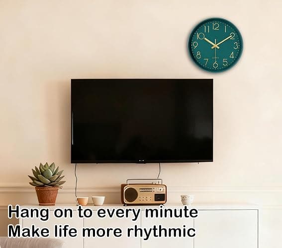 Mabpedo Modern Silent Wall Clock, 12 Inch Wall Clocks Battery Operated Large Number, Non-Ticking Analog Clock with Tempered Glass Quartz Clocks for Living Room Bedroom Office Kitchen, Dark Green thumbnail 3