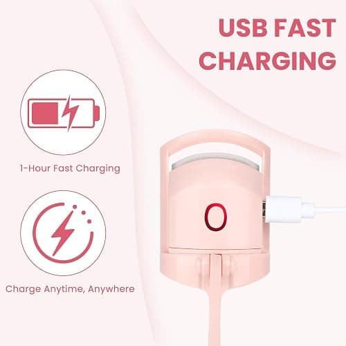 Electric Heated Eyelash Curler for Women – USB Rechargeable Heated Lash Curler with Quick Heat-Up, Multi-Temp Settings, 24H Natural Curl, Anti-Scald Silicone, Portable Makeup Tool, Pink thumbnail 5