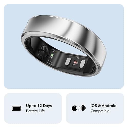 RingConn Gen 2, World’s First Smart Ring with Sleep Apnea Monitoring, No APP Subscription, 12-Day Battery Life, Stress/Heart Rate/Women's Health Tracker, Android & iOS Compatible (Silver, Size 9) thumbnail 6