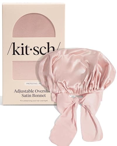 Kitsch XL Satin Bonnet for Sleeping - Softer Than Silk Hair Bonnet For Women - Secure Fit, Adjustable Night Cap For Curly & Textured Hair - Prevents Breakage, Tangles & Thinning - Blush thumbnail 9
