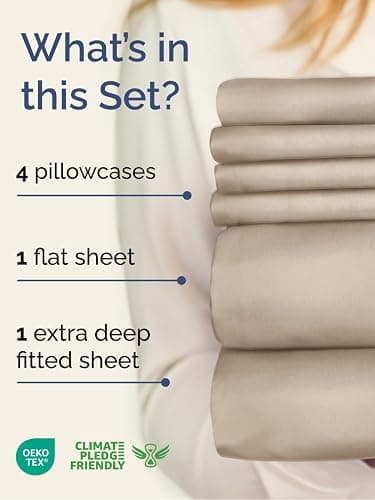 Extra Deep King Sheet Set - 6 Piece Breathable & Cooling Sheets - Hotel Luxury Bed Sheets Set - Easy & Secure Fit - Soft, Wrinkle Free & Comfy Sheets Set - Wheat Sheet Set w/Extra Deep Pockets thumbnail 2