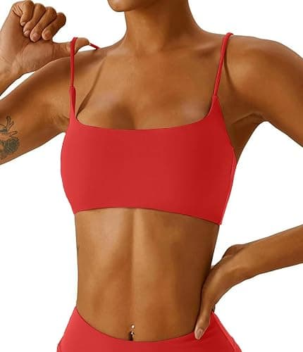 Comper Women's Sports Bra with Thin Straps Stretchy Wirefree Workout Bras Lightweight Workouts Bralette with Removable Pads thumbnail 4