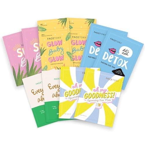 FACETORY Favorite 5 Korean Face Mask Variety Pack, Glass Skin Glow, 10 Pack | Sheet Mask Set for All Skin Types, Anti-Aging, Natural & Gentle, Soothing & Firming, Spa Day Gift for Women, K Beauty - Image 1