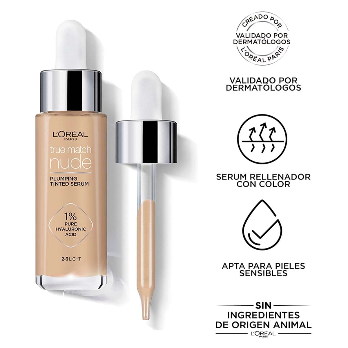 L'Oreal Paris Cosmetics True Match Serum Rellenador con Color Y Ácido Hialurónico, Tono 0.5-2 Very Light - 0.5-2 Very Light thumbnail 4
