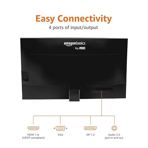 Amazon Basics 24-inch Full HD IPS Monitor, 75 Hz, 1080P, HDMI, Display Port and VGA Input, Adjustable Stand, VESA Compatible, Built-in Speakers for Office and Home, Black thumbnail 3