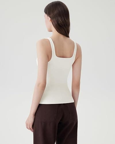 SUUKSESS Women Built in Bra Double Lined Tank Tops Scoop Neck Sleeveless Summer Going Out Tops thumbnail 4
