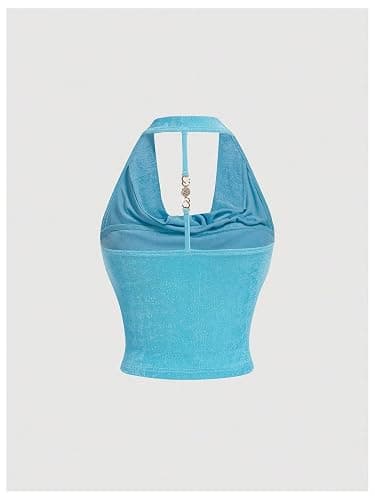 SOLY HUX Women's Halter Tops Draped Front Sleeveless Backless Y2K Crop Sexy Cami Tops Going Out Summer Outfits thumbnail 2