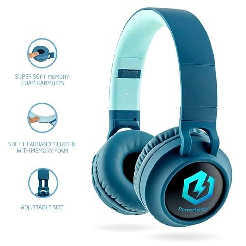 Headphones for Kids, PowerLocus Bluetooth Headphones, Kid Headphone Over-Ear with LED Lights, Foldable Headphones with Microphone,Volume Limited, Wireless and Wired Headphone for Phones,Tablets,PC,TV thumbnail 4