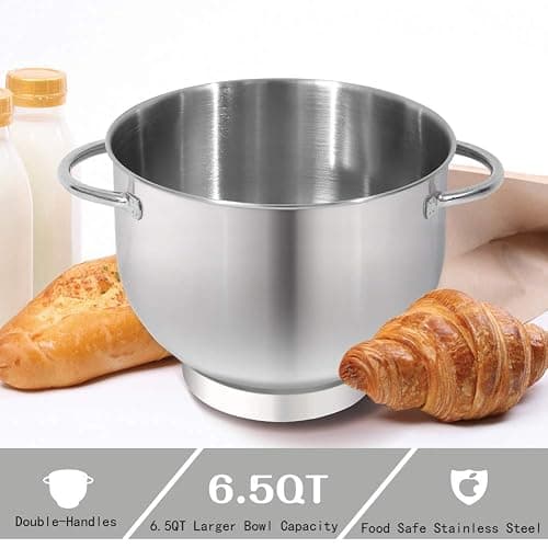 Aucma Stand Mixer,6.5-QT 660W 6-Speed Tilt-Head Food Mixer, Kitchen Electric Mixer with Dough Hook, Wire Whip & Beater (6.5QT, Black) thumbnail 7