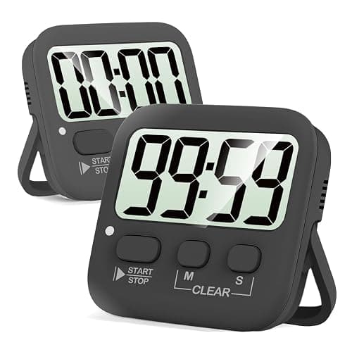 Antonki 2 Pack Digital Timer for Kids, Magnetic Countdown Kitchen Timers for Cooking, Egg, Classroom, Teacher, Exercise, Study, Oven - Battery Included - Senior Black - Image 1