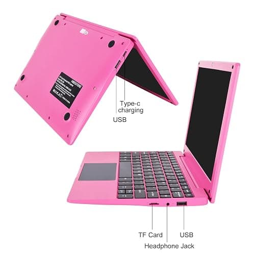 HBESTORE 10.1Inch Laptop,Quad-Core Processor with Android 12.0 OS,2GB RAM,64GB EMMC,Built-in Camera, WiFi,USB Interface,Tpye-C Charging for Learning and Entertainment (Pink 2GB+64GB) thumbnail 3