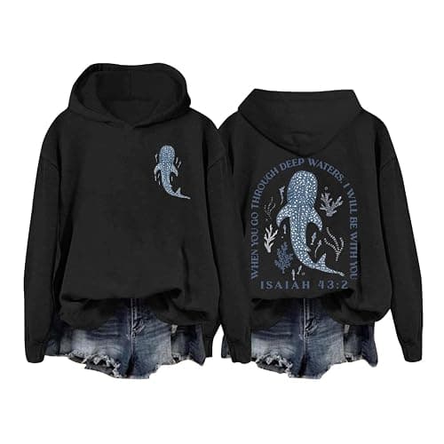 Whale Shark Hoodies For Teen Girls | Ocean Graphic Preppy Sweatshirts Oversized Y2k Pullover Tops Long Sleeve Fall Outfits - Image 1