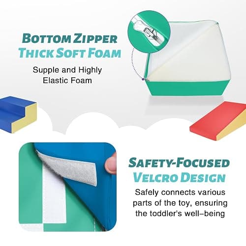 TODIBY 6-Piece Soft PU Leather Toddlers Climbing Toys, Indoor Climb and Crawl Activity Play Set, Foam Play Gym Climbing Structures for Toddlers 3, Baby Foam Blocks for Toddler thumbnail 6