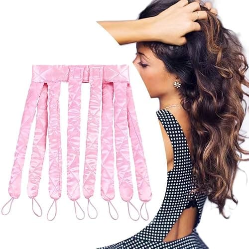 Pink Heatless Hair Curler Silk New Upgradeed No Heat Curling Rode Headband for Long Hair Soft Hair Curls with Removeable & Adjustable To Sleep In Hair Curls - Image 1