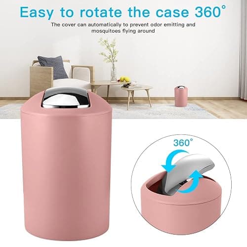 Otostar Bathroom Accessory Set Plastic Bathroom Accessories Set with Soap Dispenser Toothbrush Holder Qtip Holder Tumbler Soap Dish Toilet Brush Holder Trash Can Housewarming Gifts Bath Set (Pink) thumbnail 7