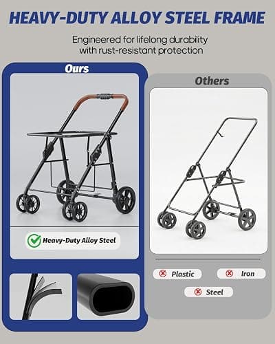 NUGUTIC Dog Stroller for Large & Medium Dogs Up to 80 Lbs, Black | Pet Stroller for 2 Small Dogs, Extra Large Heavy Duty, Folding & Breathable, All-Terrain Wheels thumbnail 7