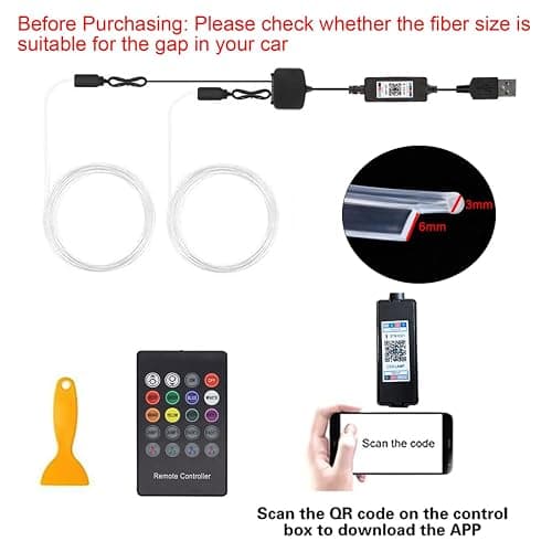 Interior Car LED Strip Lights with Wireless APP & Remote Control, RGB 2 in 1 Car Ambient Lighting Kit with 158 Inches Fiber Optic, Inside Neon Dash Strip with Music Mode thumbnail 7