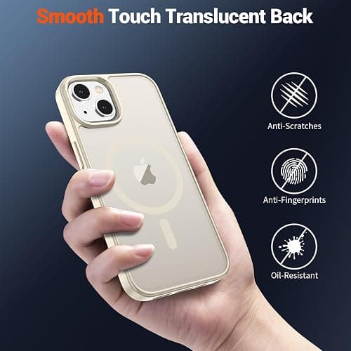 SUPFINE Magnetic for iPhone 14 Case & iPhone 13 Case (Compatible with MagSafe)(Military Grade Drop Protection) Slim Translucent Matte Shockproof Phone Cover,Antique White thumbnail 6