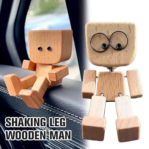 Charming Little Wooden Figure That Sways with 12pcs Magnetic Expressions, Funny Shaking Feet Wooden Man Figure, NEW Cute Car Dashboard Desktop Decor Ornaments thumbnail 7