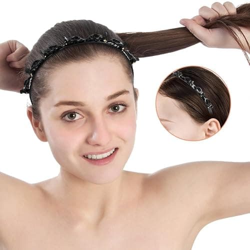 2 Pcs Braided Bangs Headband with Teeth, Professional Weaving Clip | Invisible Fringe Styling Tool for Women Girls, for Fine or Thick Hair thumbnail 5