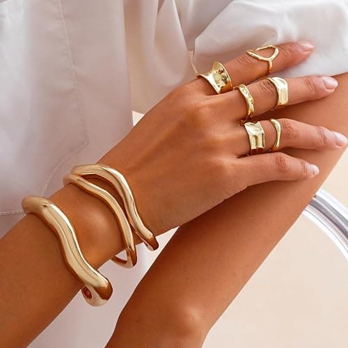 ONBRIG Rings for Women Chunky Rings Set Adjustable Thick Rings Big Large Stackable Ring for Women Bold Thick Statement Ring Trendy Chunky Jewelry thumbnail 6