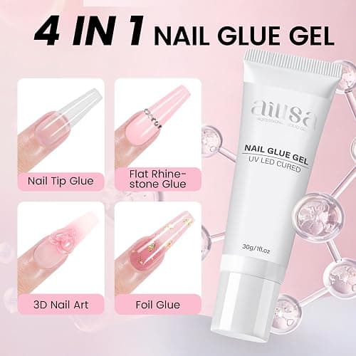AILLSA Nail Extension Kit Medium Square Nail Tips 224pcs | Upgrade Glue Gel for Fake Tips Press on Nails, Nail Extensions Kit with Portable Nail Lamp for Beginners thumbnail 6