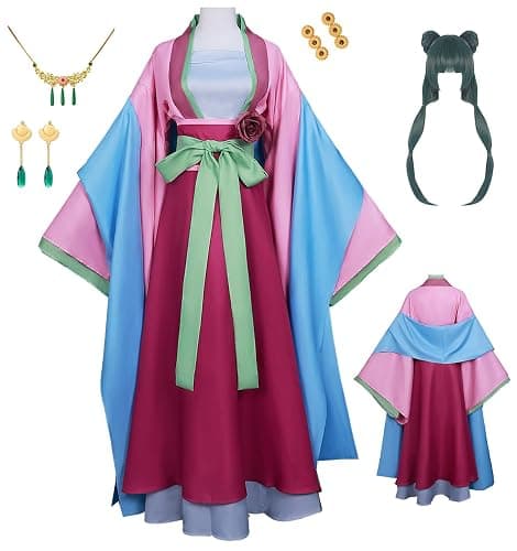 Yazkimo Womens The Apothecary Diaries Cosplay Maomao Costume Pink Dress Hanfu Suit Pharmacist Girl Halloween Outfit - Image 1