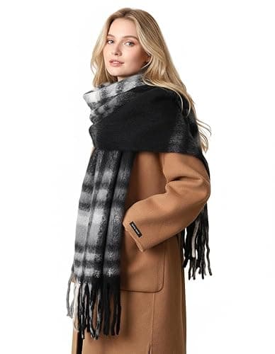 Scarf for Women Winter Warm Long Shawl Large Scarves Cold Weather Thick Blanket Scarfs Colorful Plaid thumbnail 4