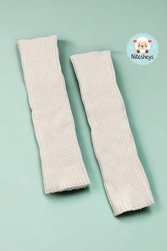 NITESHEYS Lambswool Winter Ribbed Leg Warmers Natural Wool Footless Long Socks For Women thumbnail 6