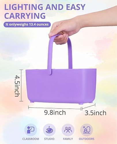 GAMENOTE Paint Brush Cleaner, Paint Brush Holder and Palette, Purple | All-in-one painting station washes and rests brushes, mixes colors, and stores paint in 18 wells with a portable handle. thumbnail 6