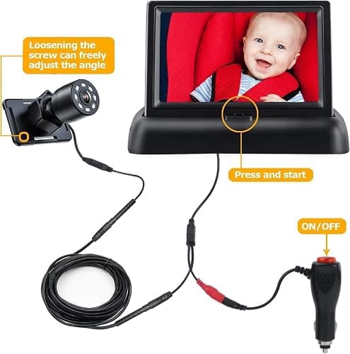 Itomoro Baby Car Mirror, View Infant in Rear Facing Seat with Wide Crystal Clear View,360° Rotation Plug and Play Easy Install baby car monitor 1080p thumbnail 5