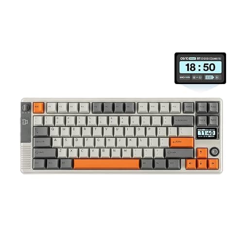 EPOMAKER RT85 Wireless Mechanical Keyboard with Joystick & DIY Screen, 8000mAh, BT/USB/2.4Ghz, Hot-Swap, PBT Keycap, Creamy Gasket, 75% Gaming Keyboard, US QWERTY (White, Creamy Jade Switch) - Image 1