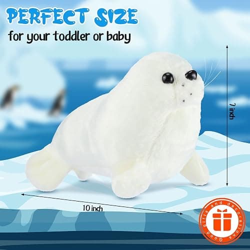Sosation 4 Pcs Seal Plush Toy Seal Stuffed Animal White Chubby Seal Animal Doll Cute Seal Hug Pillow Plush Toys Set for Boy Girls Babies Toddlers,10 Inch, Room Decor thumbnail 2