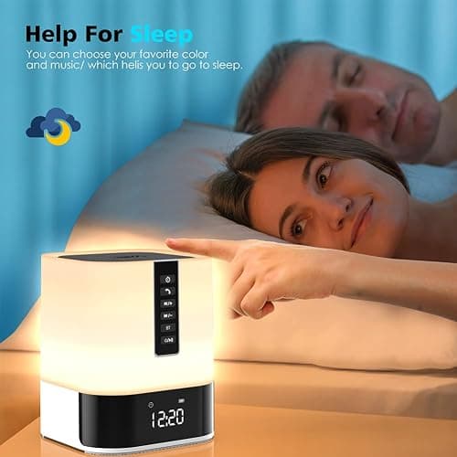 Hetyre Night Light Bluetooth Speaker, 5 in 1 Touch Control Bedside Lamp Dimmable Multi-Color Changing, Bedroom Alarm Clock, Best Birthday Gift Ideas for 10 11 12 13 14 Year Old Teenage Girls/Boys thumbnail 6
