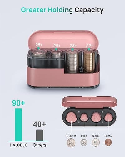 HALOBLK Larger-Capacity Coin Holder for Car Change Holder Organizer, Compatible with Most Car & Trucks, Pink thumbnail 4