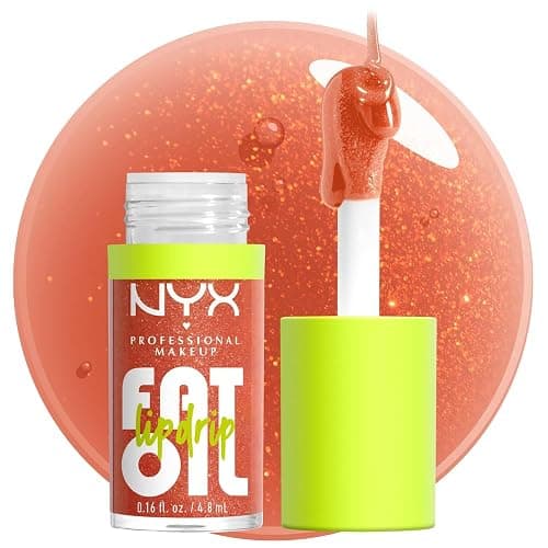 NYX PROFESSIONAL MAKEUP Fat Oil Lip Drip, Moisturizing Lip Oil Gloss, Vegan Tinted Formula, Up to 12 HR Hydration - Follow Back (Shimmering Warm Nude) - Image 1