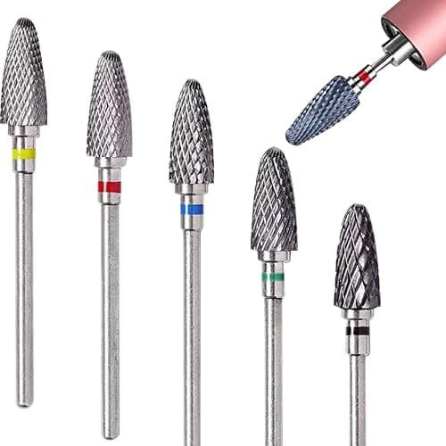 Alicer Bits für Elektrische Nagelfräser, 5 Stück Wolframcarbid Nagelfeile Bits, Professionelle Nagelfräser Aufsätze für Nagel Gel, Acryl Nagel, Maniküre Pediküre thumbnail 9