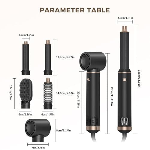 5 in 1 Hair Styler & Hair Dryer Brush, Low-Speed Negative Ionic Air Styler Drying, Multi Hair Styler, Professional Blow Dryer Brush for Curling Volumizing Straightening Styling thumbnail 8