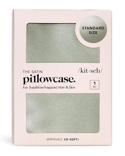 Kitsch Satin Pillowcase with Zipper for Hair & Skin, Softer Than Silk Pillow Cases Queen, Wrinkle-Free, Smooth and Cooling Satin Pillow Covers, Standard Size 19"x26" - Sage - Standard/Queen (1 Pack) - 09. Sage thumbnail 9