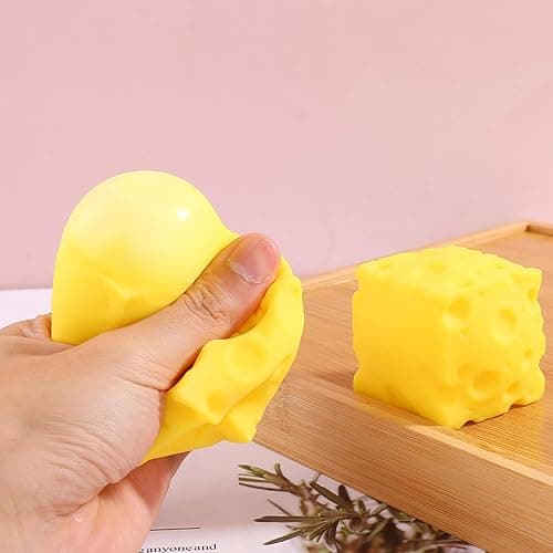 Kawaii Cheese Squishy Toy Slow Rising Stress Relief Fidget Toy Giant Jumbo Yellow Squeeze Ball Sensory Toys Soft Novelty Food Squishies Anxiety Relief for Help Adults Relax Focus (4.33in/11cm) thumbnail 7