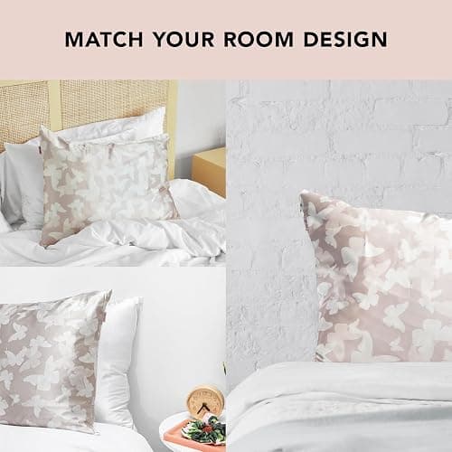 Kitsch Satin Pillowcase with Zipper for Hair & Skin, Softer Than Silk Pillow Cases Queen, Wrinkle-Free, Smooth and Cooling Satin Pillow Covers, Standard Size 19"x26", Champagne Butterfly thumbnail 6