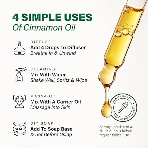 KUKKA Cinnamon Essential Oils - 4 Fl Oz - for Hair, Skin, Diffuser, Aromatherapy & DIY Soap Making Scent thumbnail 5