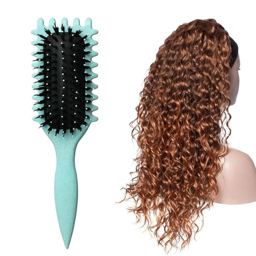 Xkey Curly Hair Brush for Detangling and Styling - Bounce Curl Define Brush (Green) - Image 1