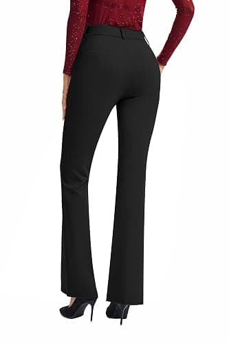 FUNYYZO Dress Work Pants Women's Stretchy Bootcut Leg Button Slacks Trousers with Pockets Casual Outfits thumbnail 6