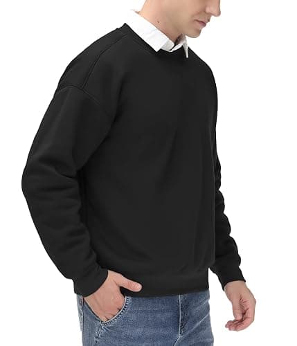 THE GYM PEOPLE Men's Fleece Crewneck Sweatshirt Thick Loose fit Soft Basic Pullover Sweatshirt thumbnail 8