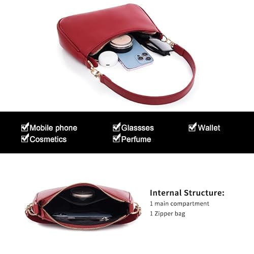 Shoulder Bag for Women with 2 Removable Straps and Zipper Closure Crossbody Bags Clutch Tote HandBags Purses thumbnail 5